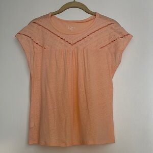 LOFT Outlet Orange Cap Sleeve Blouse with Bib Collar